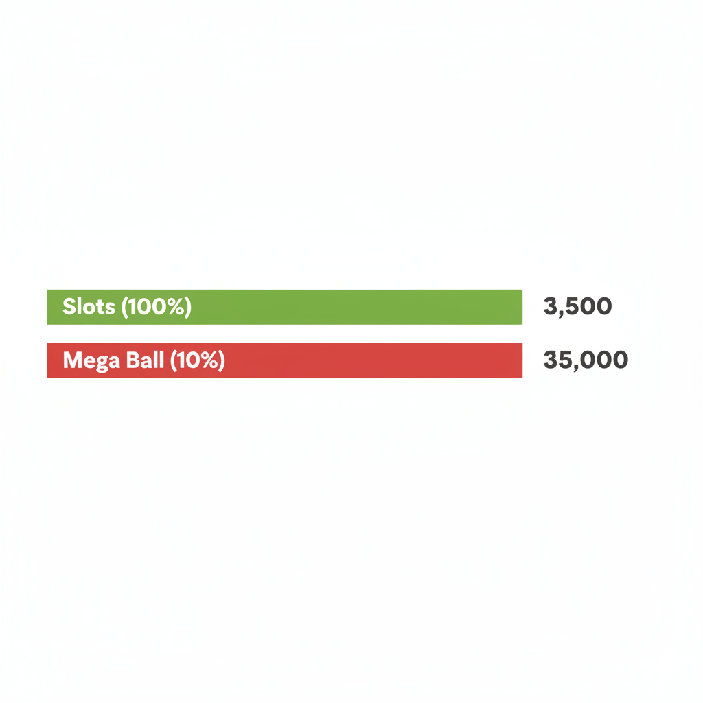 Wagering calculation infographic: Slots vs Mega Ball